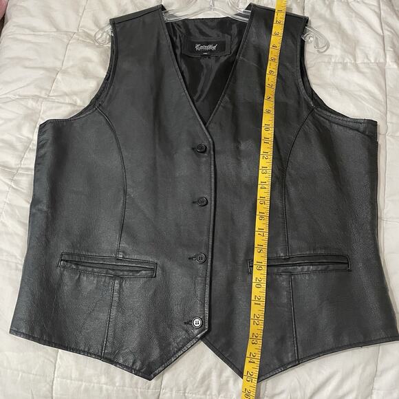 Excelled Collection Vest Men Size XL Black Genuine Leather Motorcycle Biker Moto - Picture 6 of 9